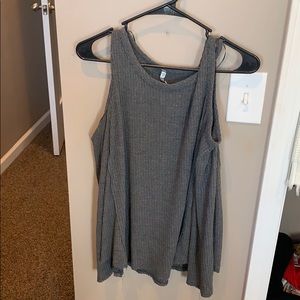 Grey open shoulder sweater